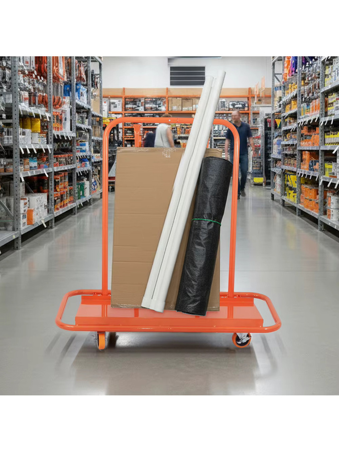 Schwerlast-Trockenbauplatten-Transportwagen aus Stahl in Orange, B/T/H: 116 x 57 x 114 cm - Bild 6