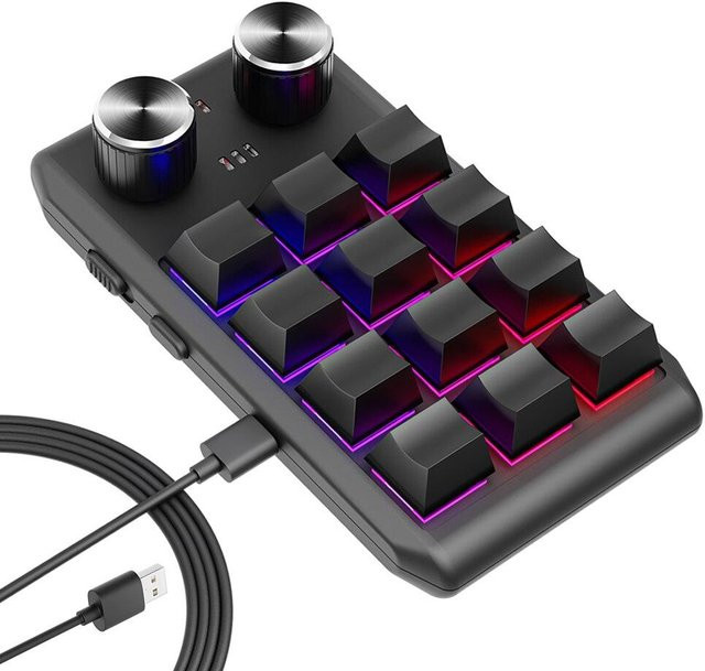 ammmtoo Bluetooth Makropad RGB Gaming-Tastatur mit 12 mechanischen Hotswap-Tasten in Schwarz und Multicolour - Bild 1