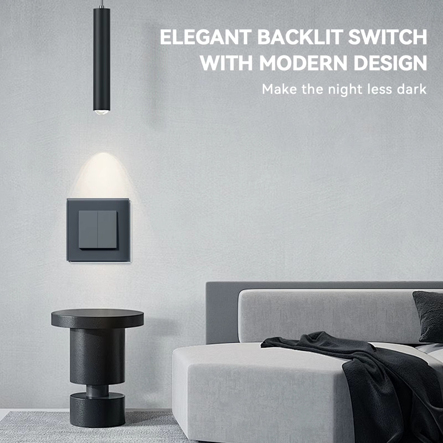 BSEED E-Serie Lichtschalter mit Kristallglas-Panel, 1-fach 2-fach oder 3-fach Ausführung, 1-Weg oder 2-Weg, 10A, Farben: Schwarz, Weiß oder Gold - Bild 2