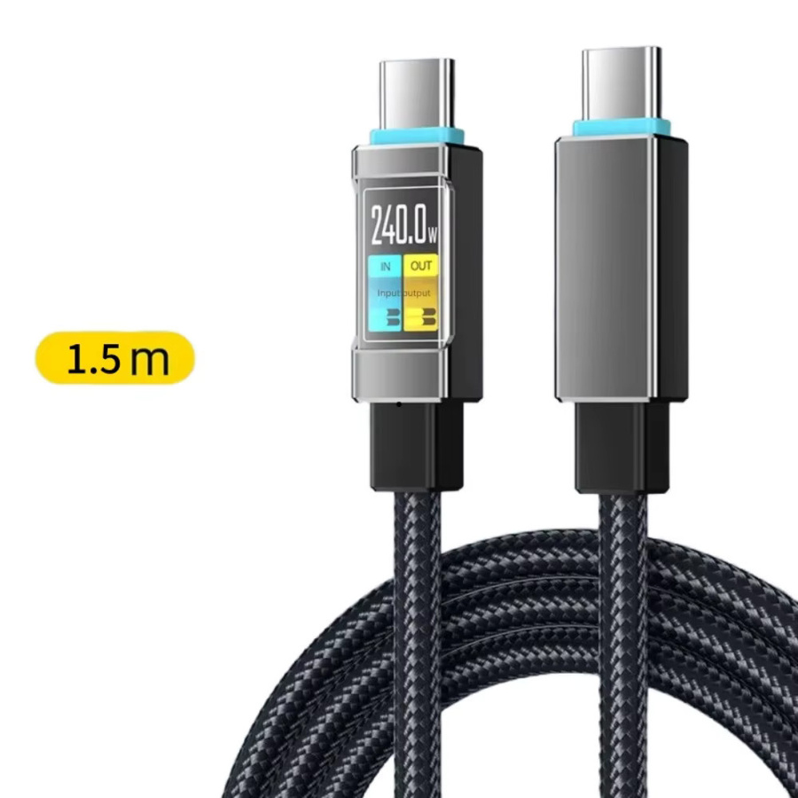 240W USB-C auf Typ-C Schnellladekabel in Schwarz mit E-Marker für iPhone 15 16 17 Pro Max, Samsung S24 S25 und Xiaomi, geflochtenes USB-C Kabel - Bild 5