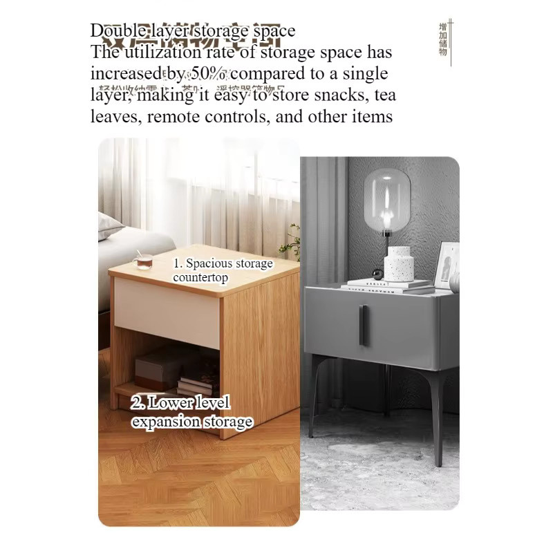 Moderner Nachttisch von LIUSHADUOLA in Braun mit Soft-Close-Schubladen und mattem Holzdesign - Bild 4