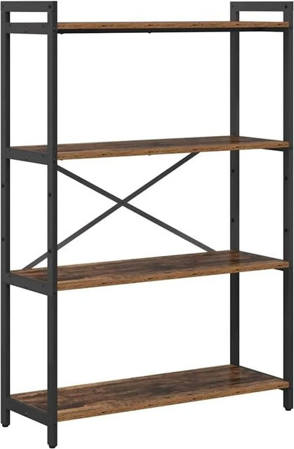 vidaXL Bücherregal im Industriallook aus Holzwerkstoff und Stahl, Farbe: Schwarz/Braun, B/T/H: 80 x 30 x 120 cm - Bild 1