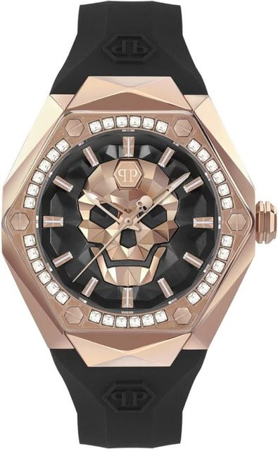 Philipp Plein Herrenuhr, Quarz, Edelstahl, 46 mm, Silikon, Schwarz, 5 ATM - Bild 1