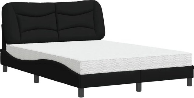 vidaXL Bett mit Matratze in Schwarz aus Stoff und Kiefernholz, B/T/H: 120 x 200 x 125 cm - Bild 1