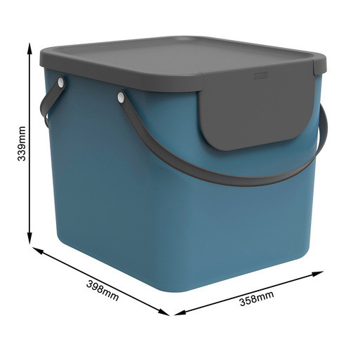 Rotho Müllsystem Albula Recycling-System mit Klappdeckel, Blau, Volumen: 40 l - Bild 2