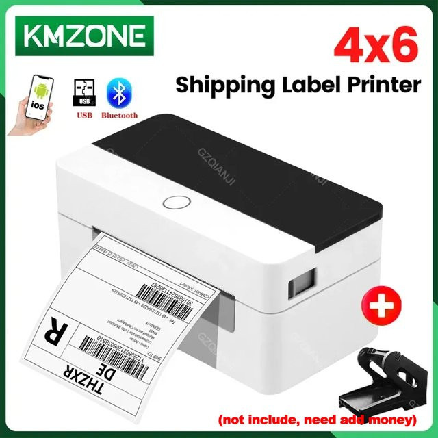 GZQIANJI Thermo-Versandetikettendrucker mit WiFi, Bluetooth und USB in Weiß für 4x6 Etiketten und Barcodes - Bild 1