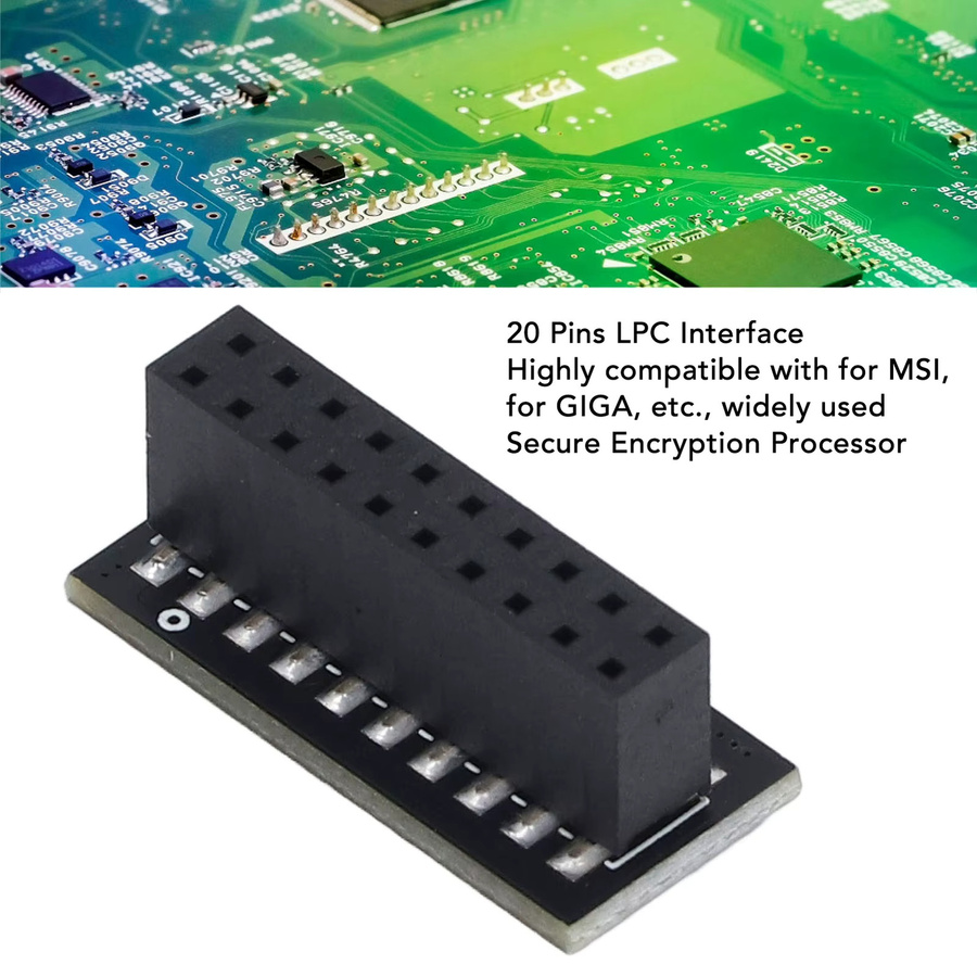 Qiilu TPM 2.0-Modul mit 20-poliger LPC-Schnittstelle in Schwarz für Windows 11 Upgrade-Tests - Bild 2