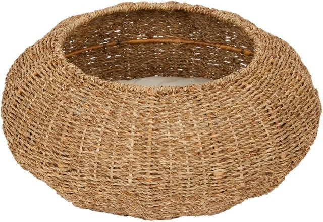 Teamson Pets Katzenbett und Hundebett in Schüsselform aus Rattan mit abnehmbarem Bezug, Beige - Bild 1