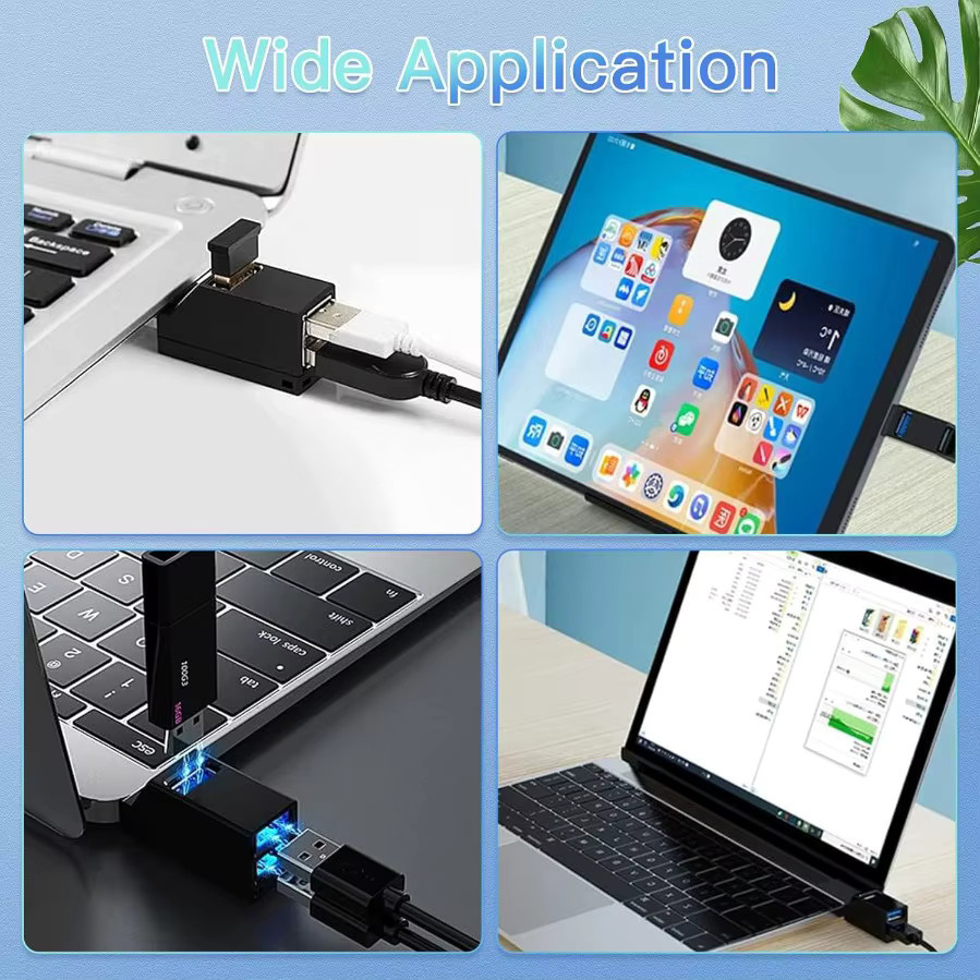 LccKaa USB 3.0 Hub Adapter mit 1 bis 3 Ports als High Speed Mini Splitter für PC und Laptop in Schwarz oder Weiß - Bild 5