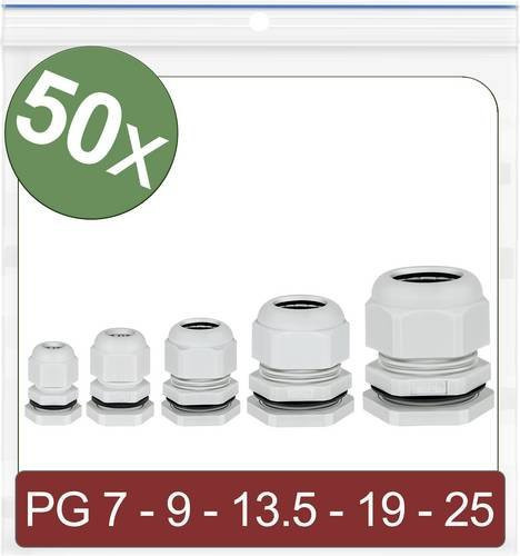Quadrios 24CA400 Kabelverschraubung aus Polyamid in Grau, 50 Stück - Bild 1