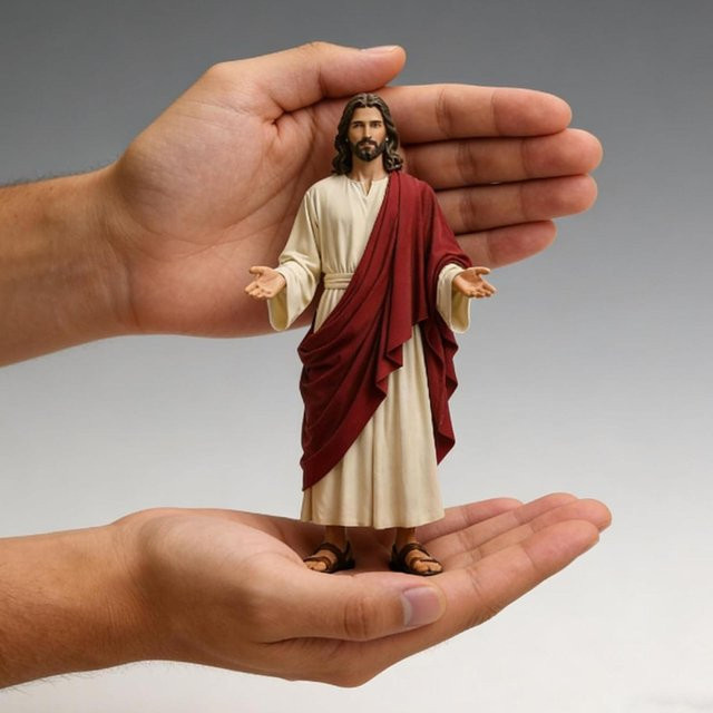 Religiöse Jesus Christus Statue von Haven Home in Braun mit Stoffgewand und Sandalen, Höhe: 13 cm - Bild 1