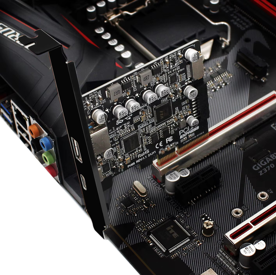 T.F.SKYWINDINTL USB 3.2 Gen 2 PCIe Erweiterungskarte mit 4 Ports (USB-A und USB-C), 10 Gbit/s, Schwarz - Bild 4