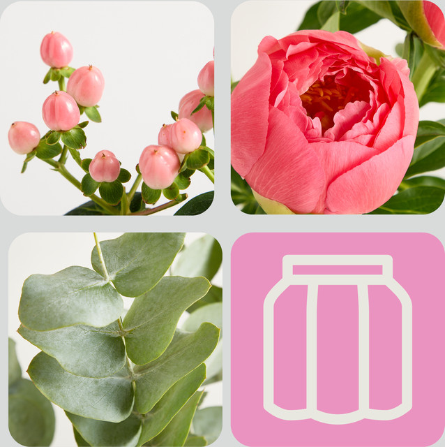 Blume2000 Pfingstrosen Mix Arrangement Pink mit Eucalyptus - Bild 1