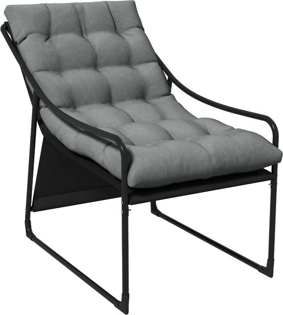 Outsunny Gartensessel mit Armlehnen und dicken Polstern in Grau aus Stahl und UV-beständigem Polyester - Bild 1
