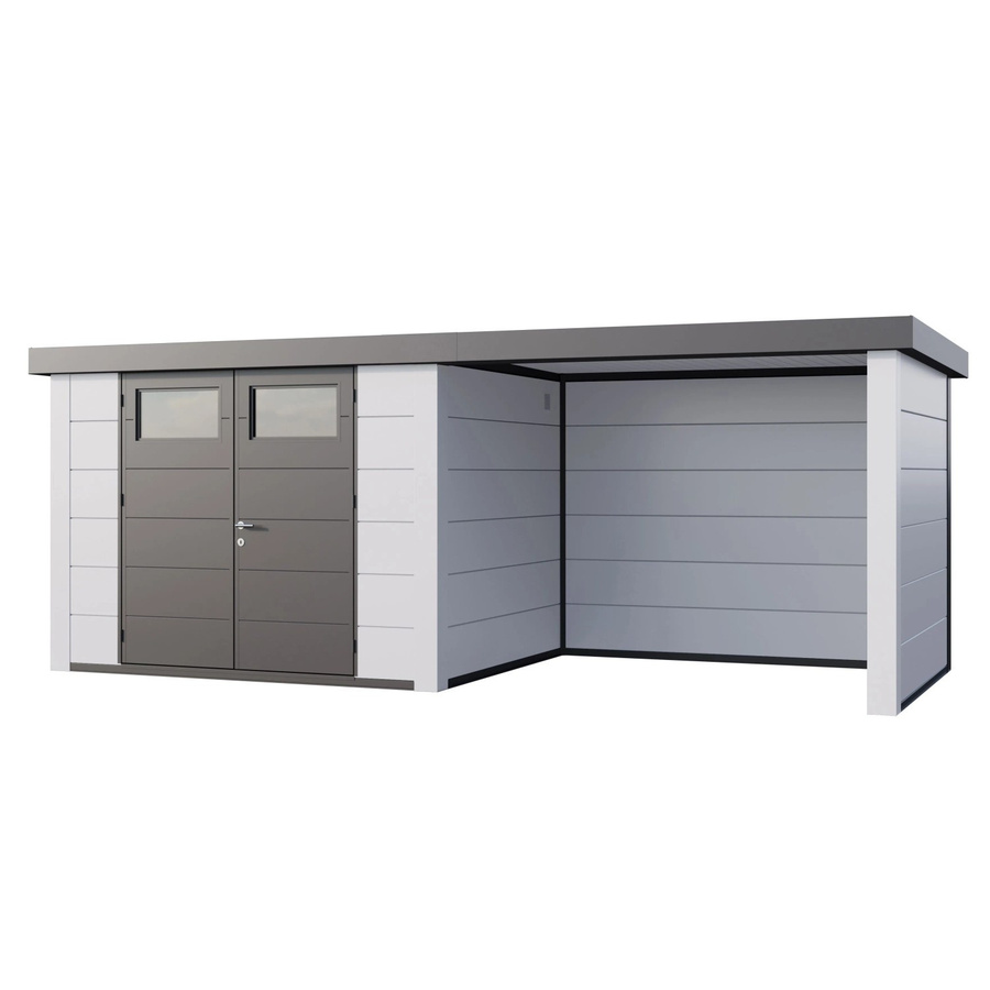 Telluria Gerätehaus Classico 3024 Lounge S Rechts mit weißen Ecken, B/H/T: 582 x 238 x 258 cm, Weiß - Bild 2