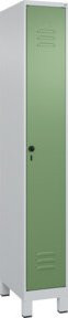 C+P Spind Classic PLUS Garderobenschrank mit 1 Abteil und Füßen, Farbe Grau/Grün, H x B x T: 195 x 30 x 50 cm - Bild 1