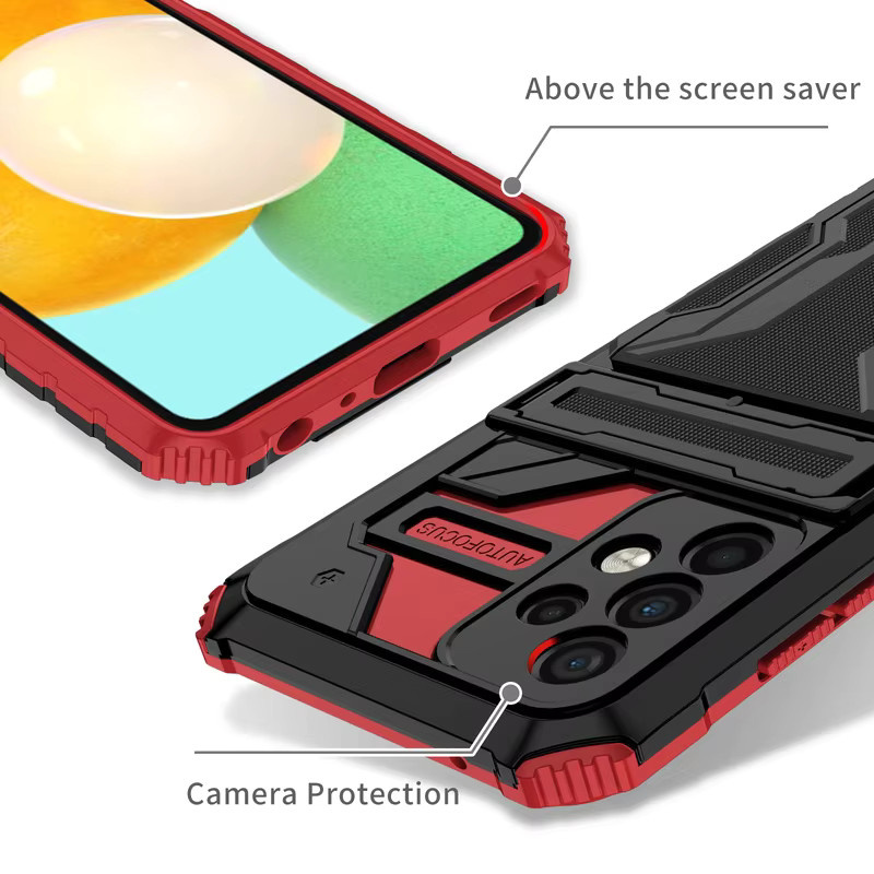 Anti Shock Schutzhülle mit Kartenfach für Samsung Galaxy A52 A52S A53 5G A32 A22 A12 A73 A33 A23 A13 M12 M22 M32 in Schwarz und Grün - Bild 5