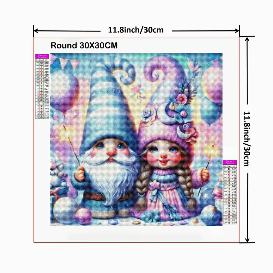 YUTTEE Diamond Painting Kit Rund mit Cartoon Zwerg und Blumen, DIY Mosaik Stickerei Set, Durchmesser: 20 cm, Mehrfarbig - Bild 2