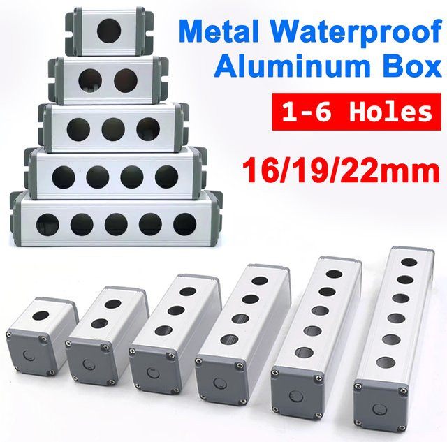 FENGYIELE Aluminium Drucktaster Schalter Box aus Metall in Silber, wasserdichter Gehäusekasten für industrielle Home Control, B/T/H: 4,5 x 4,5 x 4,5 cm - Bild 1
