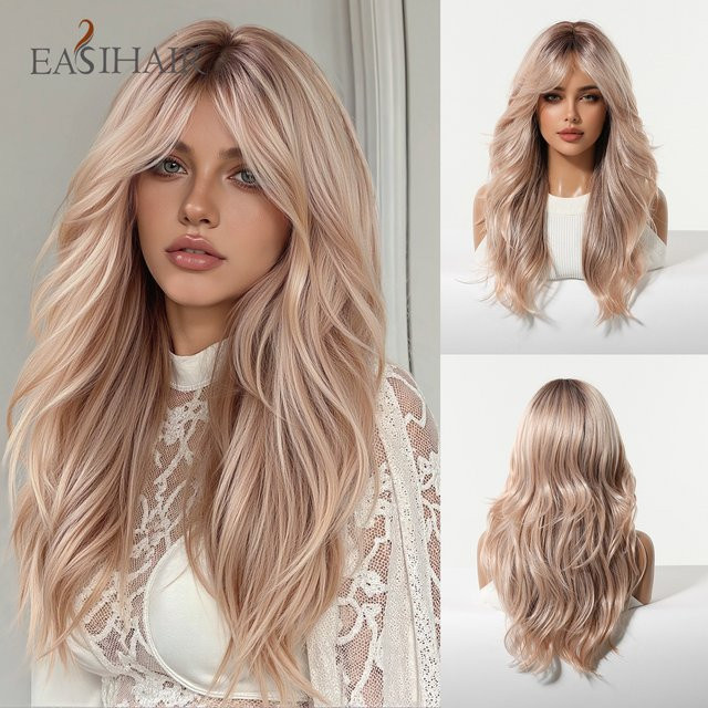 EASIHAIR Perücke, Rose Blonde Ombre Braun, Synthetisch, mit Pony, Damen - Bild 1