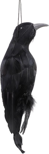 ZJCHAO Hängende Krähe als gruselige Halloween-Dekoration, schwarzer gefiederter Vogel für Garten und Außenbereich - Bild 1