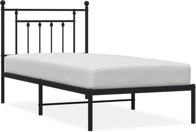 vidaXL Bettgestell aus Metall mit Kopfteil in Schwarz, B/T/H: 80 x 200 cm - Bild 1