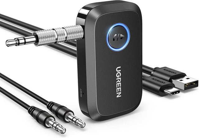 UGREEN Bluetooth 5.3 Empfänger CM596 Schwarz mit 3,5 mm Klinke und USB-C Unterstützung für Stereo Audio via SBC/AAC - Bild 1