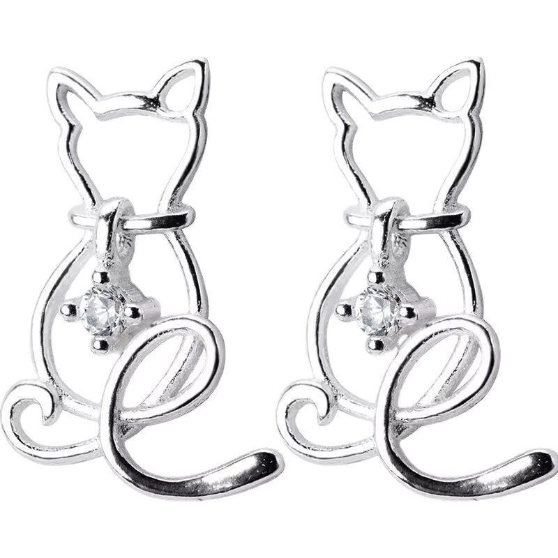 GaGa-Duck Ohrstecker 925 Silber, Kristall, Katze - Bild 5