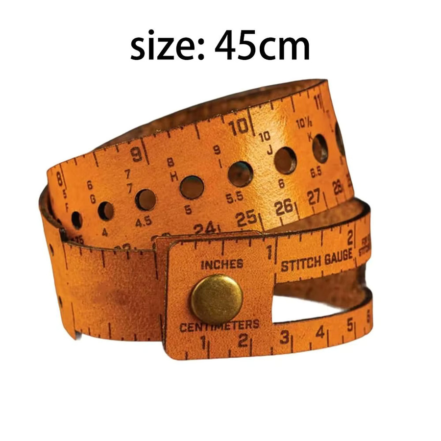 Multifunktionales 7-in-1 Leder-Messwerkzeug mit Stichmarkierungen und Handgelenklineal in Braun - Bild 6