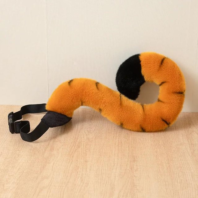 Yiran toy Tier-Schwanz-Plüschtier, Tiger Löwe Leopard Waschbär, 35cm, orange, ab 14 Jahren - Bild 1