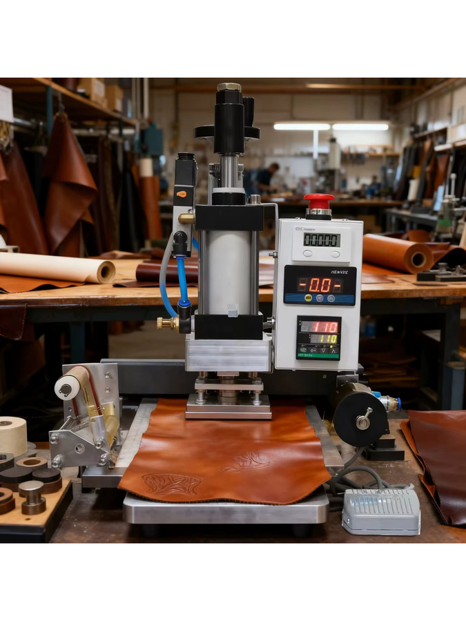 Pneumatische Heißprägemaschine in Silber für Leder, Papier und Holz in Industriequalität - Bild 5