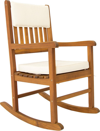Prestige Home Schaukelstuhl aus Akazienholz mit Rücken- und Polsterkissen in Braun, B/T/H: 76 x 54 x 103 cm