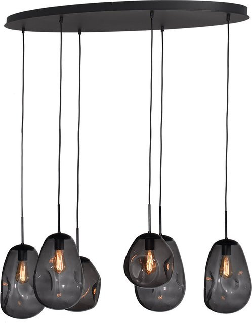 Masterlight Lava Pendelleuchte 6-flammig oval in Rauchgrau mit Glas aus Metall - Bild 1