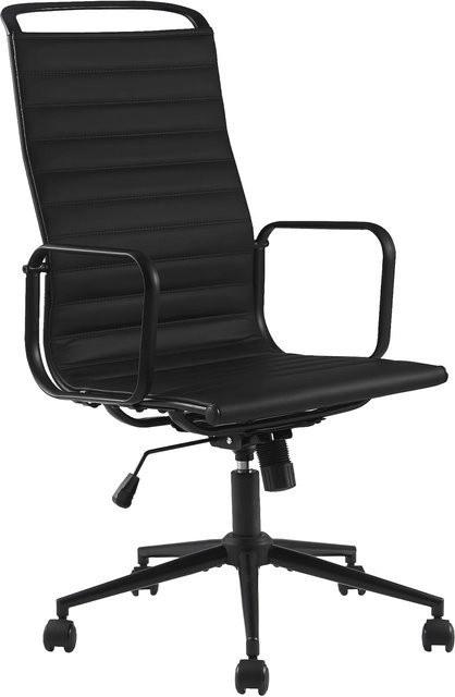 CLP Bürostuhl Nelson ergonomisch in Schwarz mit Kunstleder-Sitzfläche, höhenverstellbar und drehbar mit Wippmechanismus - Bild 1