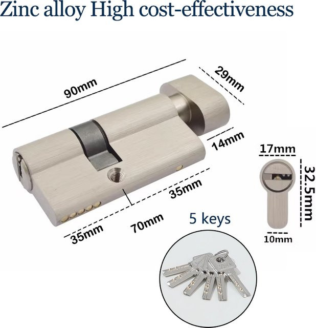 Innentürschloss aus Zinklegierung in Silber, Ersatzschlosskern für Schlafzimmer und Küche, 70 mm - Bild 1