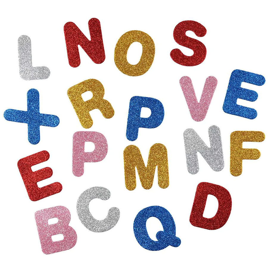 140 Stück selbstklebende EVA Glitzer Schaum Buchstabenaufkleber in Bunt, Alphabet A-Z mit 4,3 cm Durchmesser für Sammelalben und Bastelarbeiten von Genenic - Bild 2
