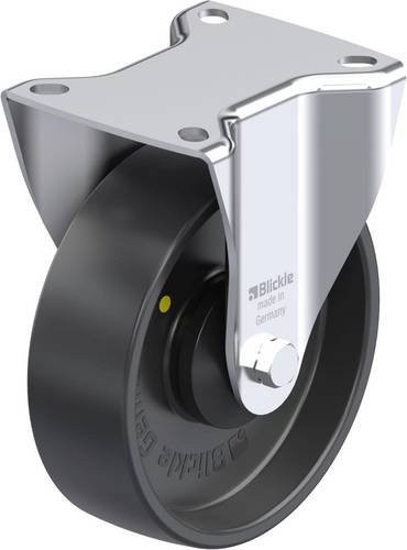 Blickle Stahlblech-Bockrolle B-PP 125KA-EL in Schwarz/Grau mit 125 mm Rad-Durchmesser und 200 kg Tragfähigkeit - Bild 1