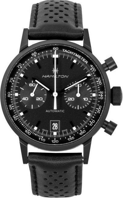 Hamilton Chronograph, Automatik, Edelstahl, Lederarmband, 40 mm, Herren - Bild 1
