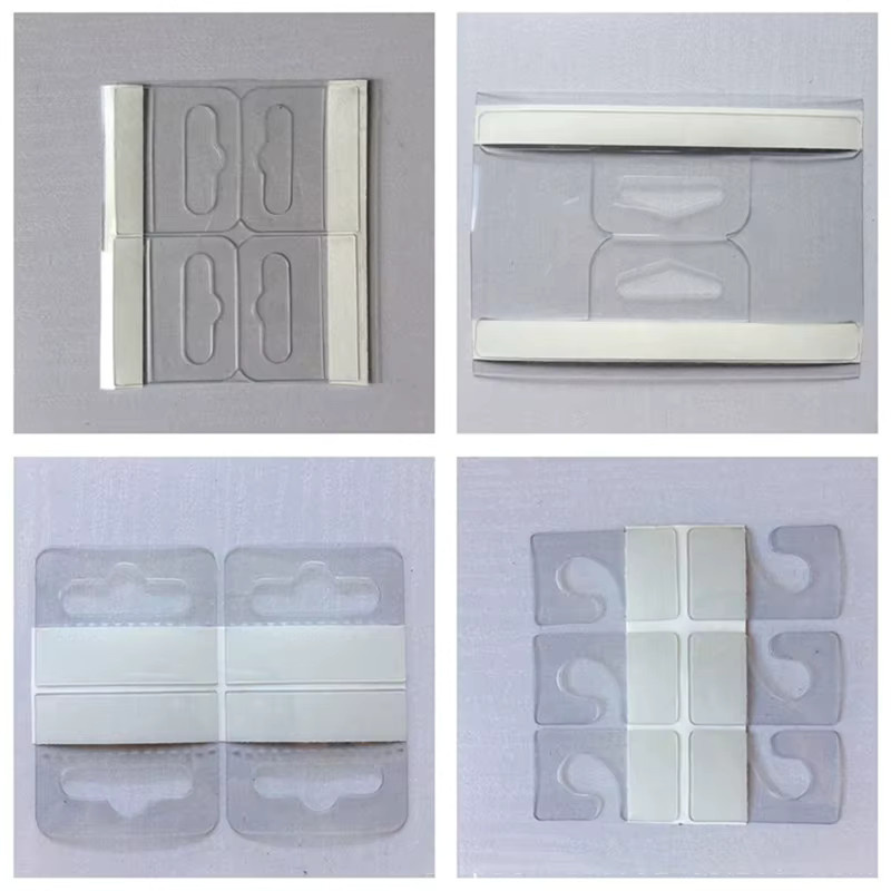 100 Stück transparente PVC Klebe-Haken mit Schlitzloch für Warenverpackungen und Display-Haken - Bild 2