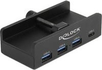 Delock USB-Hub mit 4 Ports: 3 x USB Typ-A und 1 x USB Typ-C in Schwarz mit 5 Gbps Übertragungsrate und Feststellschraube - Bild 1