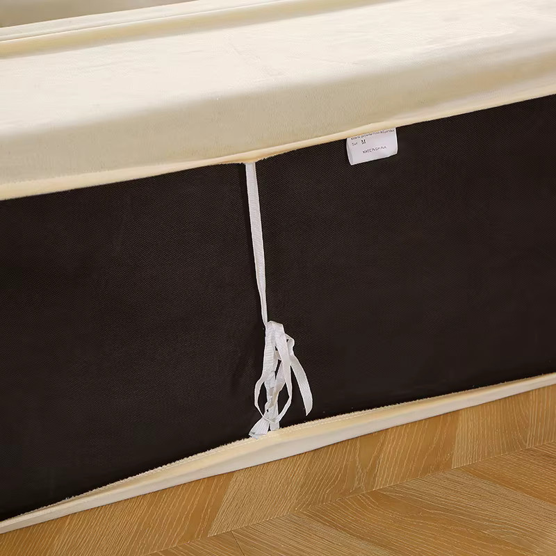 WANERQU Stretch-Aufbewahrungshülle aus Polar-Fleece für Ottomane und Fußstützen, Schwarz - Bild 3