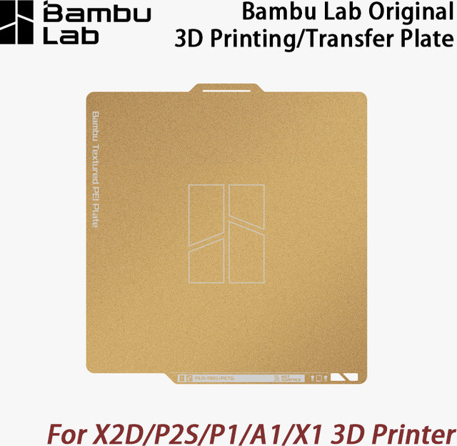 Bambu Lab Original Strukturierte PEI-Druckplatte in Gold für X2D, P2S, P1, A1 und X1 3D-Drucker - Bild 1