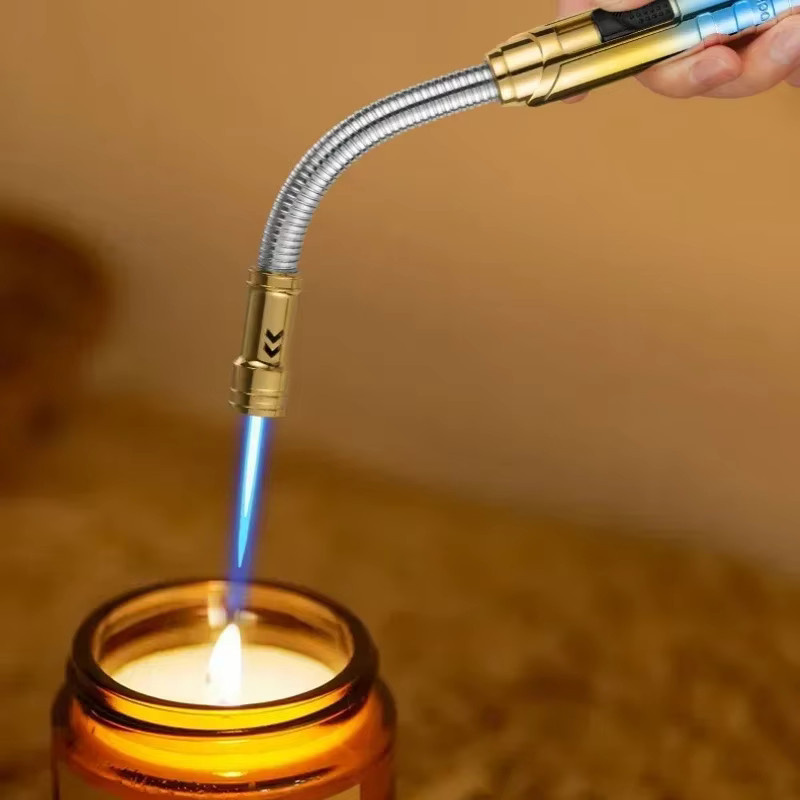 360 Grad Schlauch-Schweißpistole Jet Blue Flame Butangas-Fackel in Blau und Gold für Outdoor, Grill und Küche - Bild 3