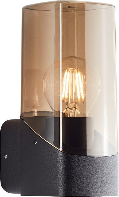 Brilliant Minou Außenwandleuchte IP44 in Schwarz mit Rauchglas, E27, Höhe: 20 cm - Bild 1