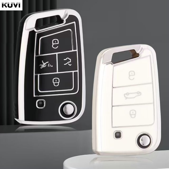 Kuvi TPU Schlüsselhülle für VW Golf 7 MK7, Tiguan MK2, Seat Ateca, Leon FR, Ibiza und Skoda Octavia mit 3 oder 4 Tasten - Bild 1