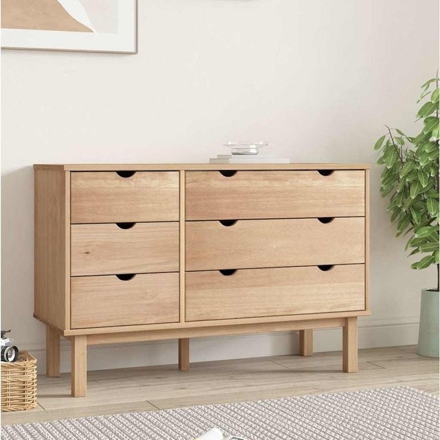 vidaXL Kommode OTTA aus Massivholz Kiefer in Braun, B/T/H: 113,5 x 39,5 x 73 cm - Bild 2