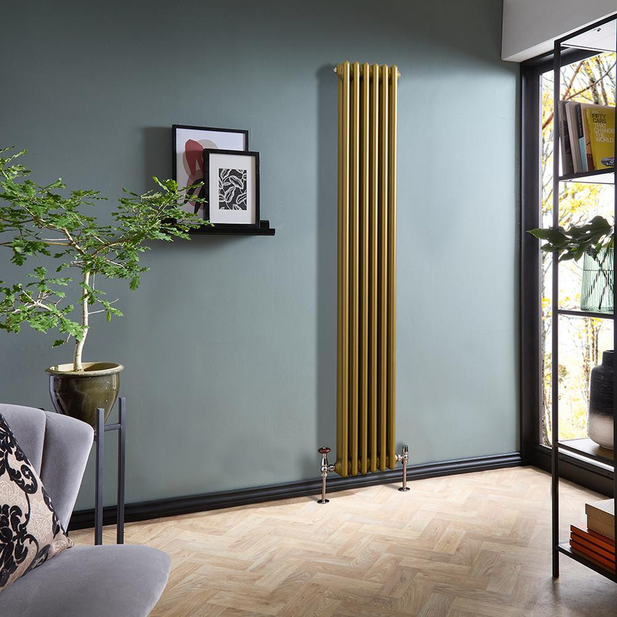 HudsonReed Gliederheizkörper 2-säulig vertikal, Farbe Gold, Höhe: 180 cm, Breite: 29 cm - Bild 1