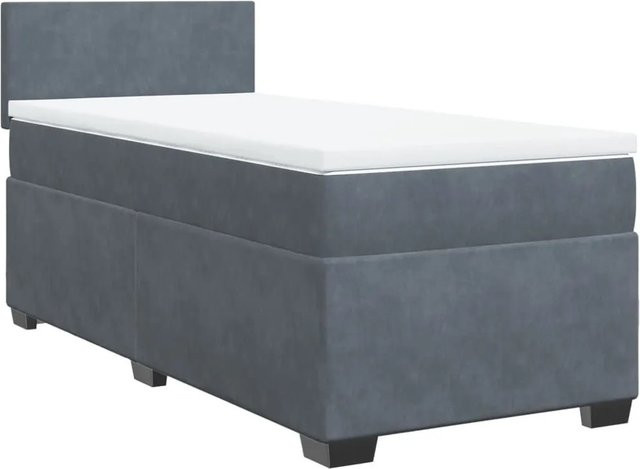 vidaXL Boxspringbett mit Matratze Dunkelgrau Samt B/T: 100 x 200 cm mit USB-Anschluss und Unterbettbeleuchtung - Bild 1