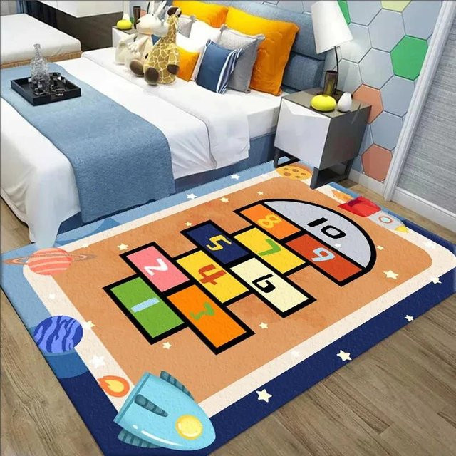 Wucifang Jewelry Pädagogischer Hüpfspiel-Zahlen Teppich für Kinder, Rutschfeste Spielmatte aus Polyester, Mehrfarbig, B/T: 150 x 100 cm - Bild 1