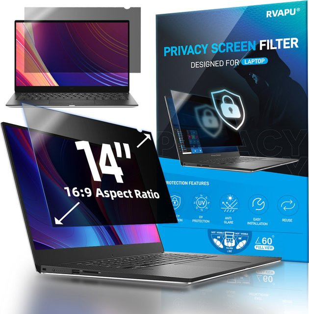 RVAPU Anti-Peep Displayschutz für 14 Zoll Laptop mit Blaulichtfilter und 16:9 Format - Bild 1